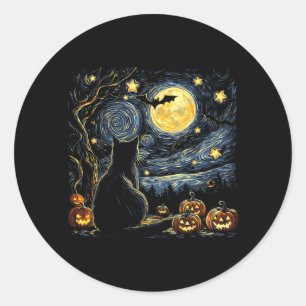 Halloween Starry Art Night Sky Art Painting Black Classic Round Sticker