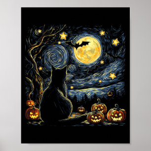 Halloween Starry Art Night Sky Art Painting Black Poster