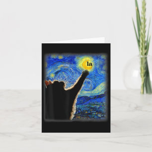 Halloween Starry Night Black Cat Comma La Kamala Card