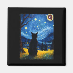 Halloween Starry Night Black Cat Comma La Kamala H Magnet