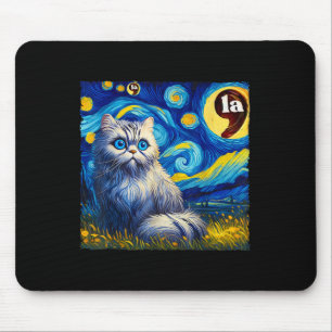 Halloween Starry Night Black Cat Comma La Kamala H Mouse Pad