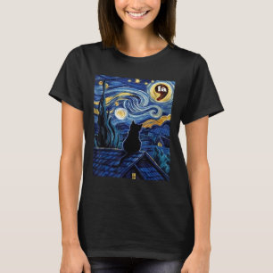 Halloween Starry Night Black Cat Comma La Kamala H T-Shirt