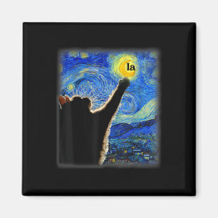 Halloween Starry Night Black Cat Comma La Kamala Magnet