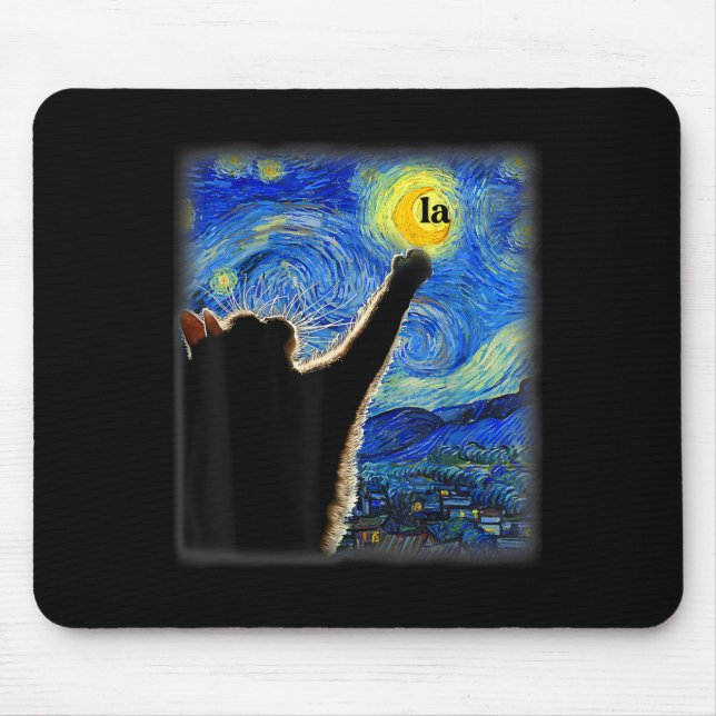 Halloween Starry Night Black Cat Comma La Kamala  Mouse Pad (Front)
