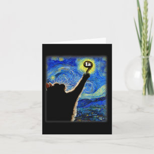 Halloween Starry Night Cat Comma La Kamala Harris Card