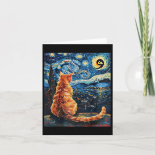 Halloween Starry Night Cat Comma La Kamala Harris  Card