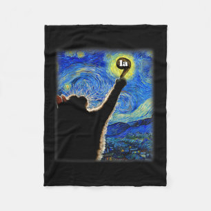 Halloween Starry Night Cat Comma La Kamala Harris Fleece Blanket