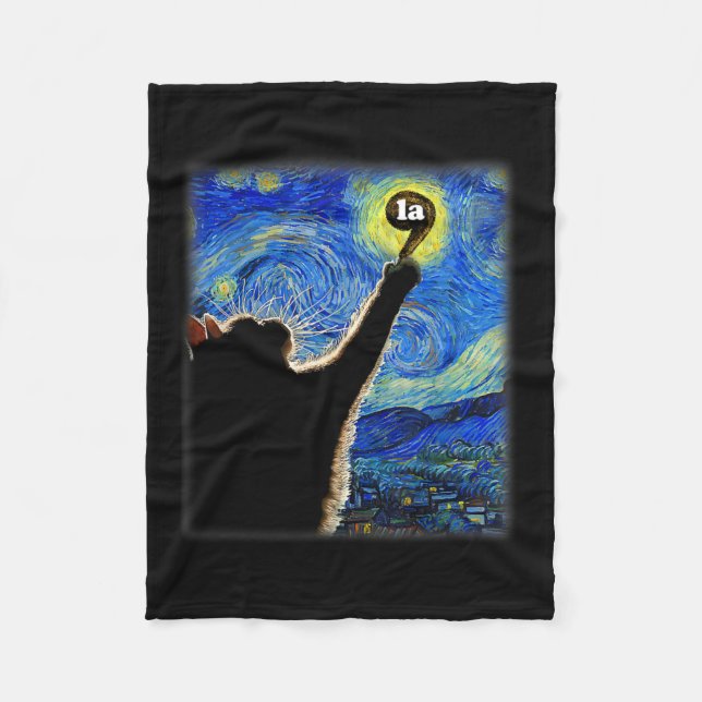 Halloween Starry Night Cat Comma La Kamala Harris  Fleece Blanket (Front)