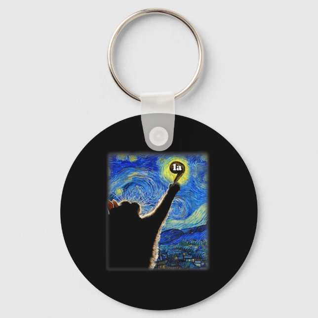 Halloween Starry Night Cat Comma La Kamala Harris  Key Ring (Front)