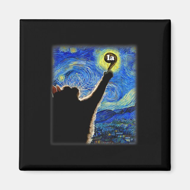 Halloween Starry Night Cat Comma La Kamala Harris  Magnet (Front)