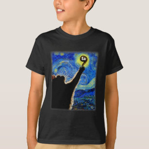 Halloween Starry Night Cat Comma La Kamala Harris T-Shirt