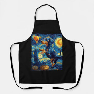 Halloween Starry Night Puppy Dachshund Apron