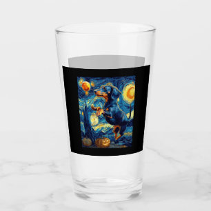 Halloween Starry Night Puppy Dachshund Glass