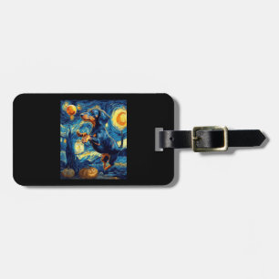 Halloween Starry Night Puppy Dachshund Luggage Tag