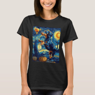 Halloween Starry Night Puppy Dachshund T-Shirt
