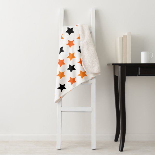 Halloween Stars Sherpa Blanket (In Situ)