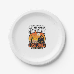 Halloween Statement Costumes Vintage T-Shirt Desig Paper Plate