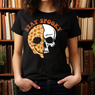 HALLOWEEN STAY SPOOKY SMILE FACE & SKULL 💀 T-Shirt