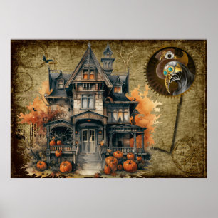 Halloween Steampunk Art Poster