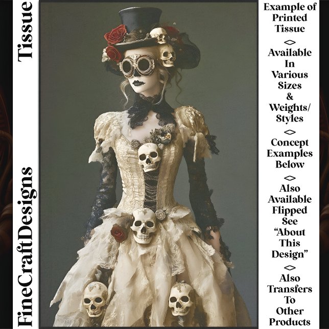 Halloween Steampunk Female & Skulls S1 Decoupage Tissue Paper (Creator Uploaded)