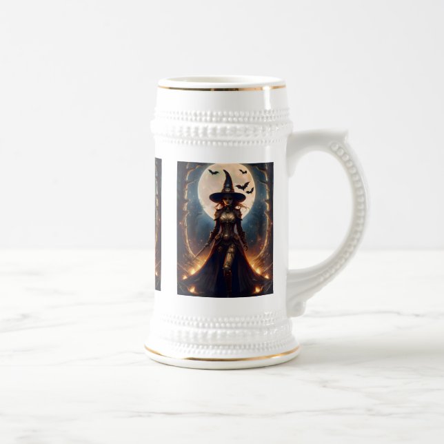 Halloween Steampunk Forest Witch Beer Stein (Right)