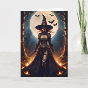 Halloween Steampunk Forest Witch Card