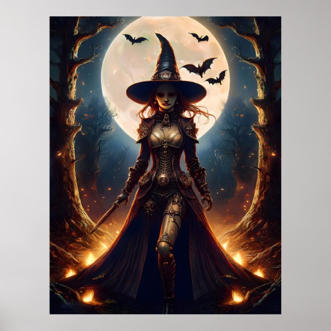 Halloween Steampunk Forest Witch Poster (Front)