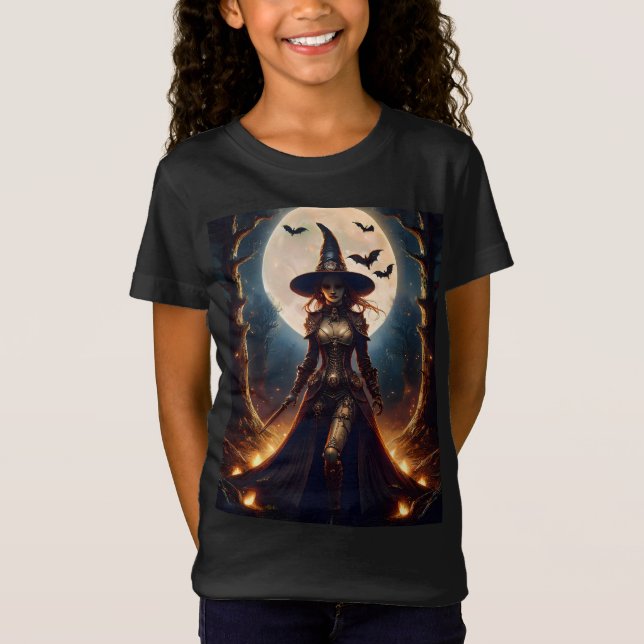 Halloween Steampunk Forest Witch T-Shirt (Front)
