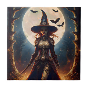 Halloween Steampunk Forest Witch Tile