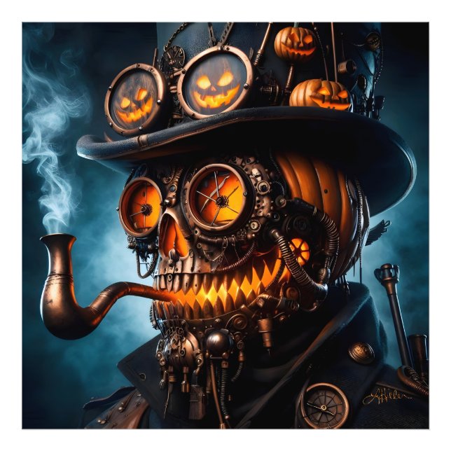 Halloween Steampunk Gothic Jack-O-Lantern Photo Print (Front)