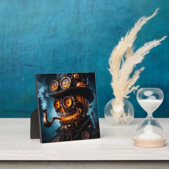 Halloween Steampunk Gothic Jack-O-Lantern Plaque (Insitu)