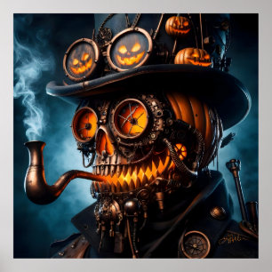 Halloween Steampunk Gothic Jack-O-Lantern Poster