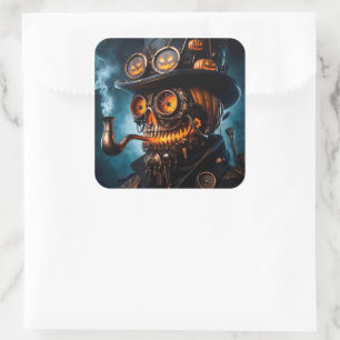 Halloween Steampunk Gothic Jack-O-Lantern Square Sticker