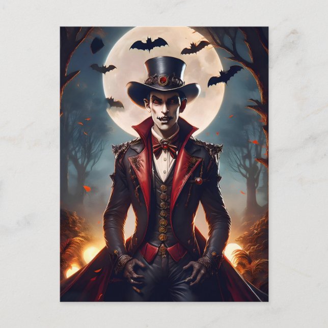 Halloween Steampunk Gothic Zombie Vampire Postcard (Front)