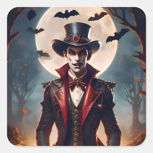Halloween Steampunk Gothic Zombie Vampire Square Sticker (Front)