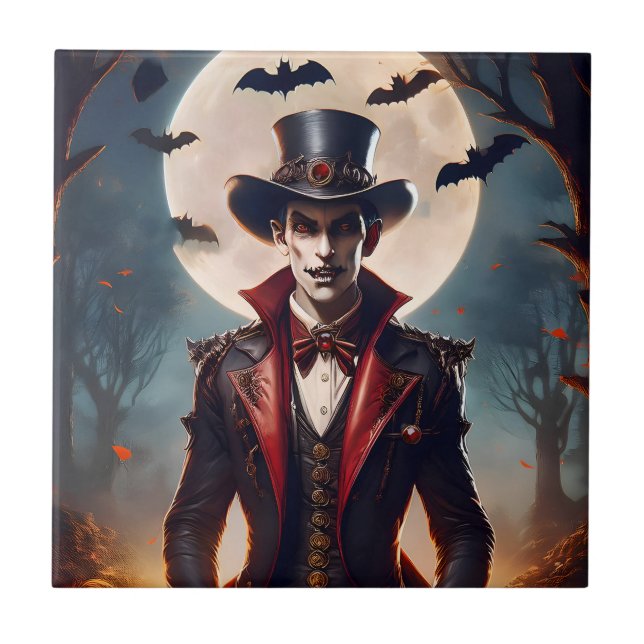 Halloween Steampunk Gothic Zombie Vampire Tile (Front)