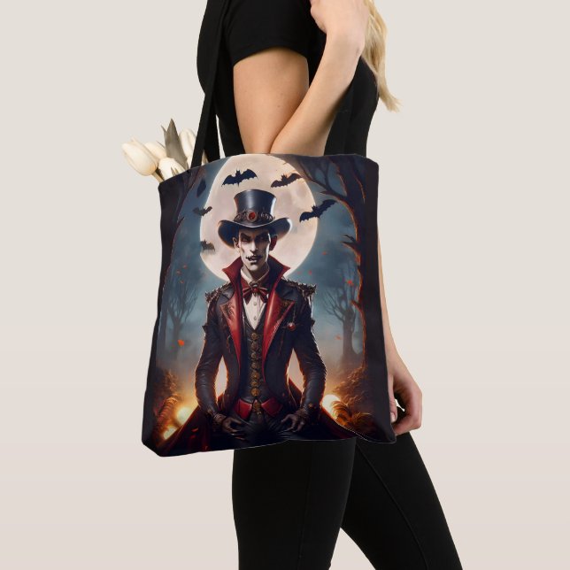 Halloween Steampunk Gothic Zombie Vampire Tote Bag (Close Up)