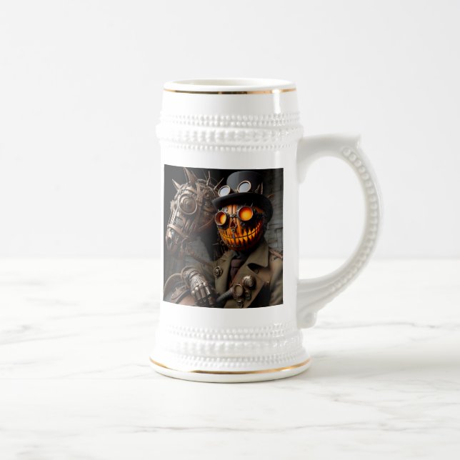 Halloween Steampunk Jack-O-Lantern Horseman Beer Stein (Right)