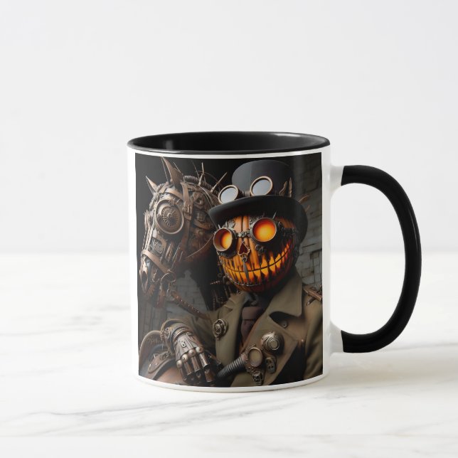 Halloween Steampunk Jack-O-Lantern Horseman Mug (Right)