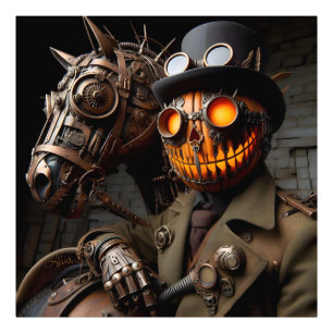 Halloween Steampunk Jack-O-Lantern Horseman Photo Print