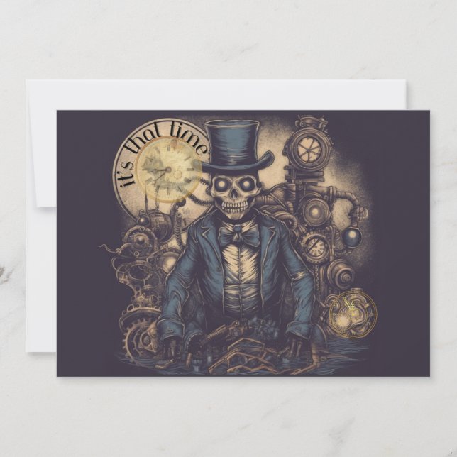 Halloween Steampunk Skeleton  Invitation (Front)