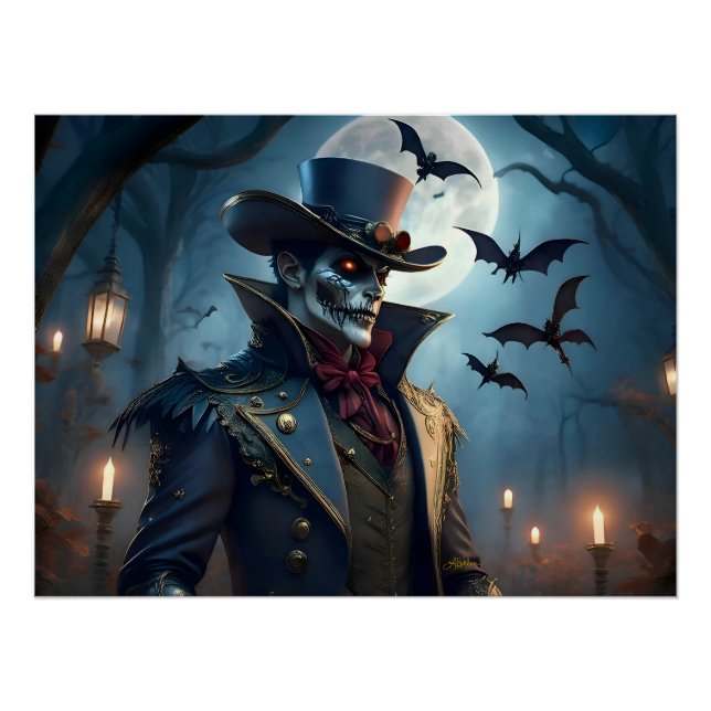 Halloween Steampunk Southern Gentleman Zombie Poster (Front)