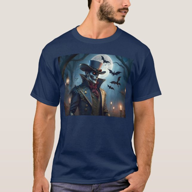 Halloween Steampunk Southern Gentleman Zombie T-Shirt (Front)
