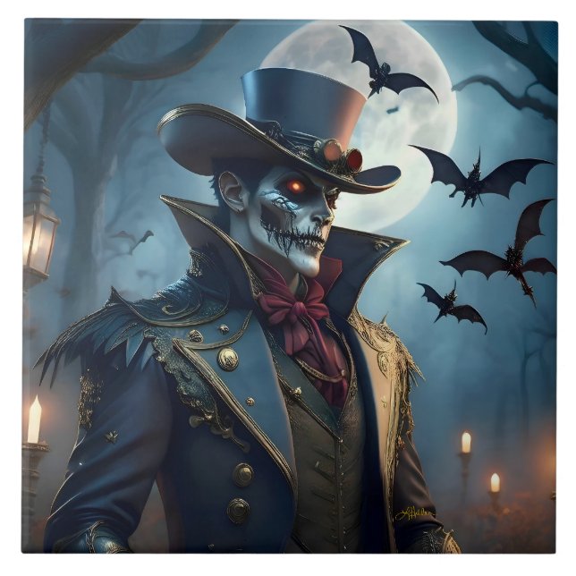 Halloween Steampunk Southern Gothic Zombie Tile (Front)