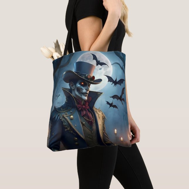 Halloween Steampunk Southern Gothic Zombie Tote Bag (Close Up)