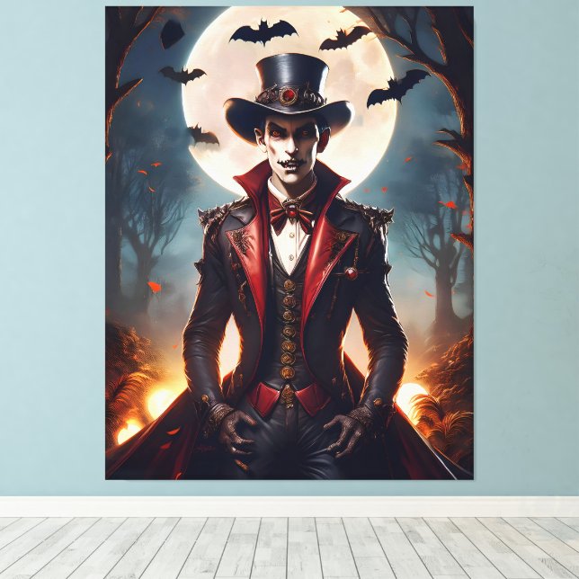 Halloween Steampunk Vampire Zombie Canvas Print (Insitu(Wood Floor))