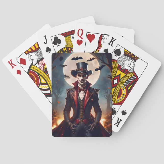 Halloween Steampunk Vampire Zombie Playing Cards (Back)