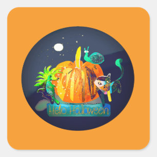 Halloween Stickers — Cartoon Pumpkin & Animals 