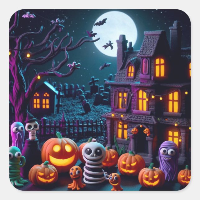Halloween Stickers: Claymation Fun Square Sticker (Front)