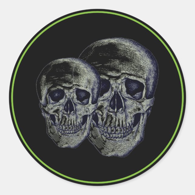 Halloween Stickers-Skulls Classic Round Sticker (Front)